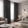 Штора NEODECO Лен Блэкаут 100% 200х260 см графит
