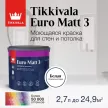 Краска моющаяся латексная TIKKIVALA Euro Matt 3 белая (база А) 2,7 л