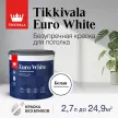 Краска для потолков акриловая TIKKIVALA Euro White белая 2,7 л