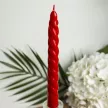Свеча столовая витая красная высота 22 см 2 шт