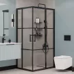 Душевое ограждение FLUMEN DESIGN Tuluza 100х80х195 см прозрачное стекло черный профиль