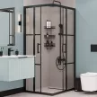 Душевое ограждение FLUMEN DESIGN Tuluza 100х80х195 см прозрачное стекло черный профиль