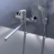 Смеситель для ванны Esko Krasnodar длинный излив с набором для душа хром