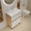 Тумба с раковиной 1Marka Twin 70 см дуб крафт, белый
