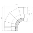 Колено для дымохода сэндвич Металлик и Ко 90° d210x150 мм 0,5 мм + матовая 0,8 мм (конденсат)