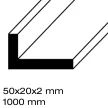 Уголок алюминиевый 50x20х1000 мм толщина 2,0 мм