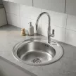 Мойка кухонная стальная сатин d-490 мм глубина 160 мм KITRO