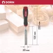 Стамеска 20 мм прорезиненная рукоятка, металлический боек DORN