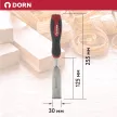 Стамеска 30 мм прорезиненная рукоятка, металлический боек DORN