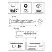 Дюбель распорный 10х50 мм с шурупом 6х60 мм 6 шт KOELNER