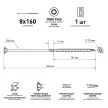 Шурупы по дереву 8x160 мм конструкционные потай BULLIT