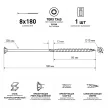 Шурупы по дереву 8x180 мм конструкционные потай BULLIT