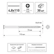 Саморезы по дереву 4,8х110 мм 30 шт для гипсокартона FIXBERG