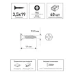 Саморезы по металлу 3,5х19 мм 40 шт для гипсокартона FIXBERG
