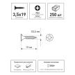 Саморезы по металлу 3,5х19 мм 250 шт для гипсокартона FIXBERG