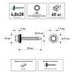 Кровельные саморезы 4,8х28 мм 60 шт по дереву RAL9003 FIXBERG