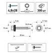Кровельные саморезы 4,8х28 мм 300 шт по дереву RAL9003 FIXBERG