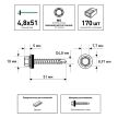 Кровельные саморезы 4,8х51 мм 170 шт по дереву RAL9003 FIXBERG