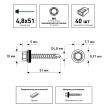Кровельные саморезы 4,8х51 мм 40 шт по дереву RAL8017 FIXBERG