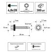 Кровельные саморезы 4,8х28 мм 300 шт по дереву RAL8017 FIXBERG
