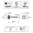 Кровельные саморезы 4,8х28 мм 300 шт по дереву RAL5005 FIXBERG