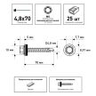Кровельные саморезы 4,8х70 мм 25 шт по дереву RAL3005 FIXBERG