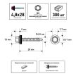 Кровельные саморезы 4,8х28 мм 300 шт по дереву RAL3005 FIXBERG