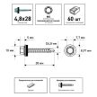 Кровельные саморезы 4,8х28 мм 60 шт по дереву оцинкованные FIXBERG