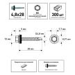 Кровельные саморезы 4,8х28 мм 300 шт по дереву оцинкованные FIXBERG