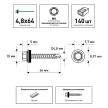 Кровельные саморезы 4,8х64 мм 140 шт по дереву оцинкованные FIXBERG