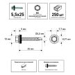 Кровельные саморезы 5,5х25 мм 250 шт по металлу оцинкованные FIXBERG