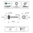 Кровельные саморезы 6,3х32 мм 250 шт по металлу оцинкованные FIXBERG