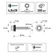 Кровельные саморезы 4,8х28 мм 300 шт по дереву RAL7004 FIXBERG