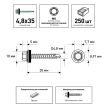 Кровельные саморезы 4,8х35 мм 250 шт по дереву RAL7004 FIXBERG