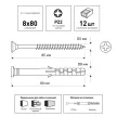 Дюбель распорный 8х80 мм для сквозного монтажа с шурупом 5х80 мм 12 шт ЕВРОПАРТНЕР