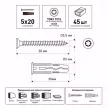 Дюбель универсальный 5х20 мм с шурупом 3,5х30 мм 45 шт ЕВРОПАРТНЕР Multi Plug + бита TX15
