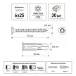 Дюбель универсальный 6х25 мм с шурупом 4х35 мм 30 шт ЕВРОПАРТНЕР Multi Plug + бита TX15