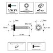 Кровельные саморезы 5,5х25 мм 60 шт по металлу RAL8017 FIXBERG