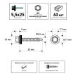 Кровельные саморезы 5,5х25 мм 60 шт по металлу RAL7024 FIXBERG