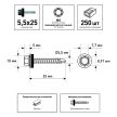Кровельные саморезы 5,5х25 мм 250 шт по металлу RAL7024 FIXBERG