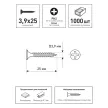 Саморезы по металлу 3,9х25 мм 1000 шт для ГВЛ в ленте КНАУФ MN