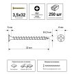 Саморезы по дереву 3,5х32 мм 250 шт для гипсокартона Daxmer