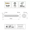 Шурупы по дереву 5х20 мм 300 шт универсальные FIXBERG