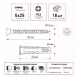 Дюбель универсальный 5х25 мм с шурупом 3,5х35 мм 18 шт Fischer DuoPower