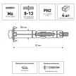Дюбель Молли M6, 4 шт для листа до 13 мм ЕВРОПАРТНЕР MULTI PRO