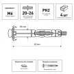 Дюбель Молли M6, 4 шт для листа до 26 мм ЕВРОПАРТНЕР MULTI PRO