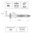 Дюбель Молли М6, 2 шт c Г-крюком для листа до 13 мм ЕВРОПАРТНЕР MULTI PRO