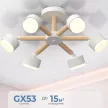 Светильник потолочный 6х12 Вт GX53 белый/дерево Семь Огней Рондо