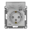 Розетка SE Атлас Дизайн AQUA IP44 с заземлением с крышкой без рамки алюминий