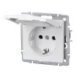 Розетка EVERSON Кватро с заземлением с крышкой без рамки белая матовая
